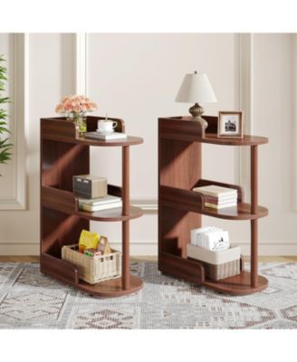 Tribesigns Side Table, Narrow End Table with 3 Storage Shelves, Wood ...