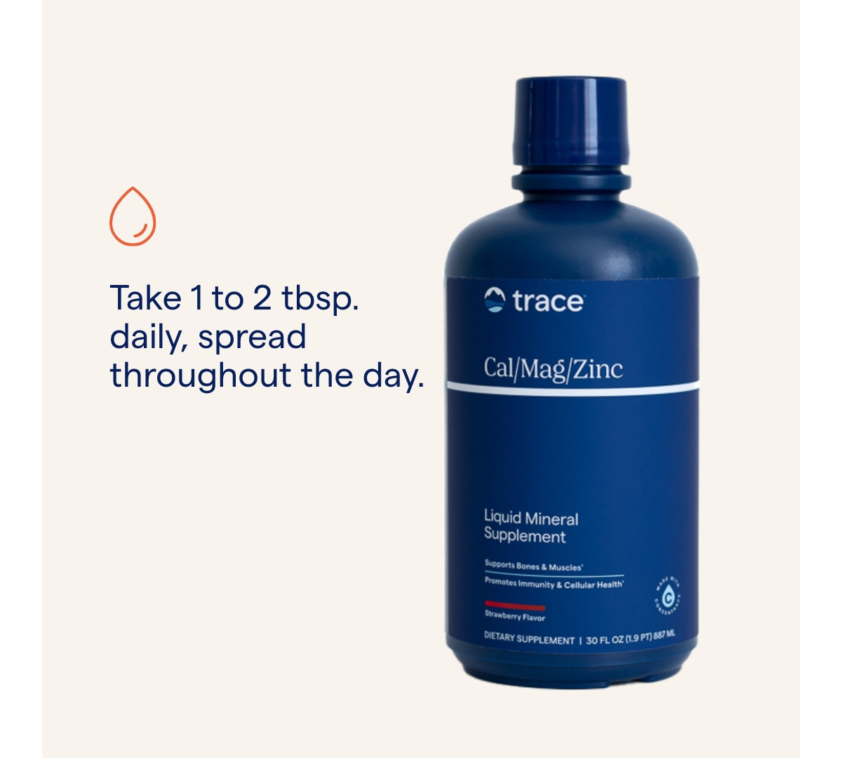 Trace Minerals Liquid Cal/Mag/Zinc | Calcium, Magnesium, Zinc, Vitamin D3 | Dietary Supplement Supports Tissue, Muscle