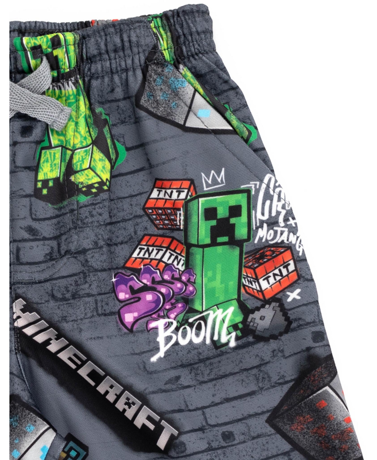 Minecraft Boys Creeper Skeleton Zombie Enderman Graphic T-Shirt and Mesh Shorts Outfit Set to