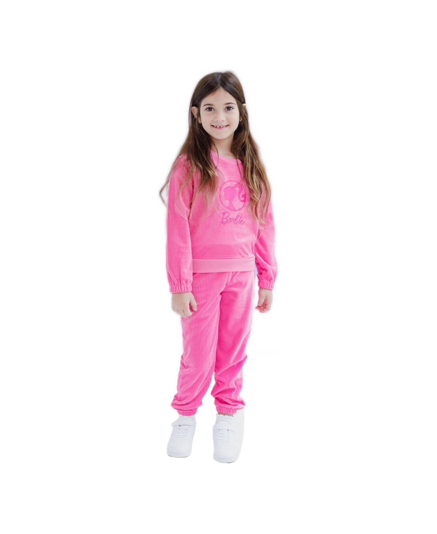 Детский комплект Barbie Girls' Velour 2-Piece Sweatshirt and Pants Set, цвет: Розовый — фото 3