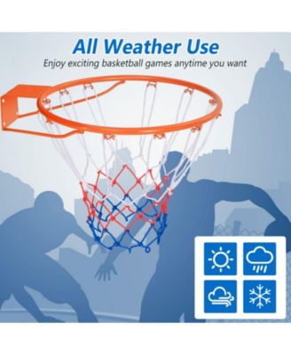 15 Inch Basketball Rim Goal Replacement with All Weather Net and Mounting Hardware-Orange