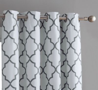 2 Piece 100% Full Blackout Trellis Grommet Top Window Curtain Panels