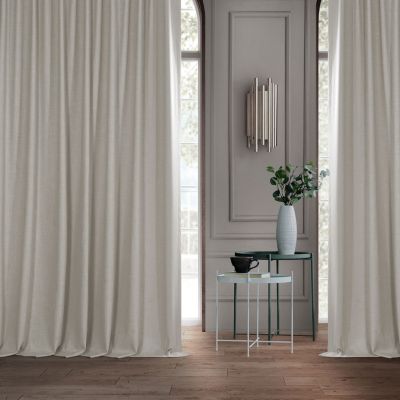 Warm White Extra Wide Performance Linen Hotel Blackout Curtain