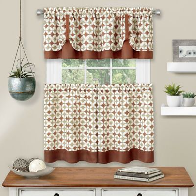 Modern Geo 3 Pc Kitchen Curtain Tier & Valance Set