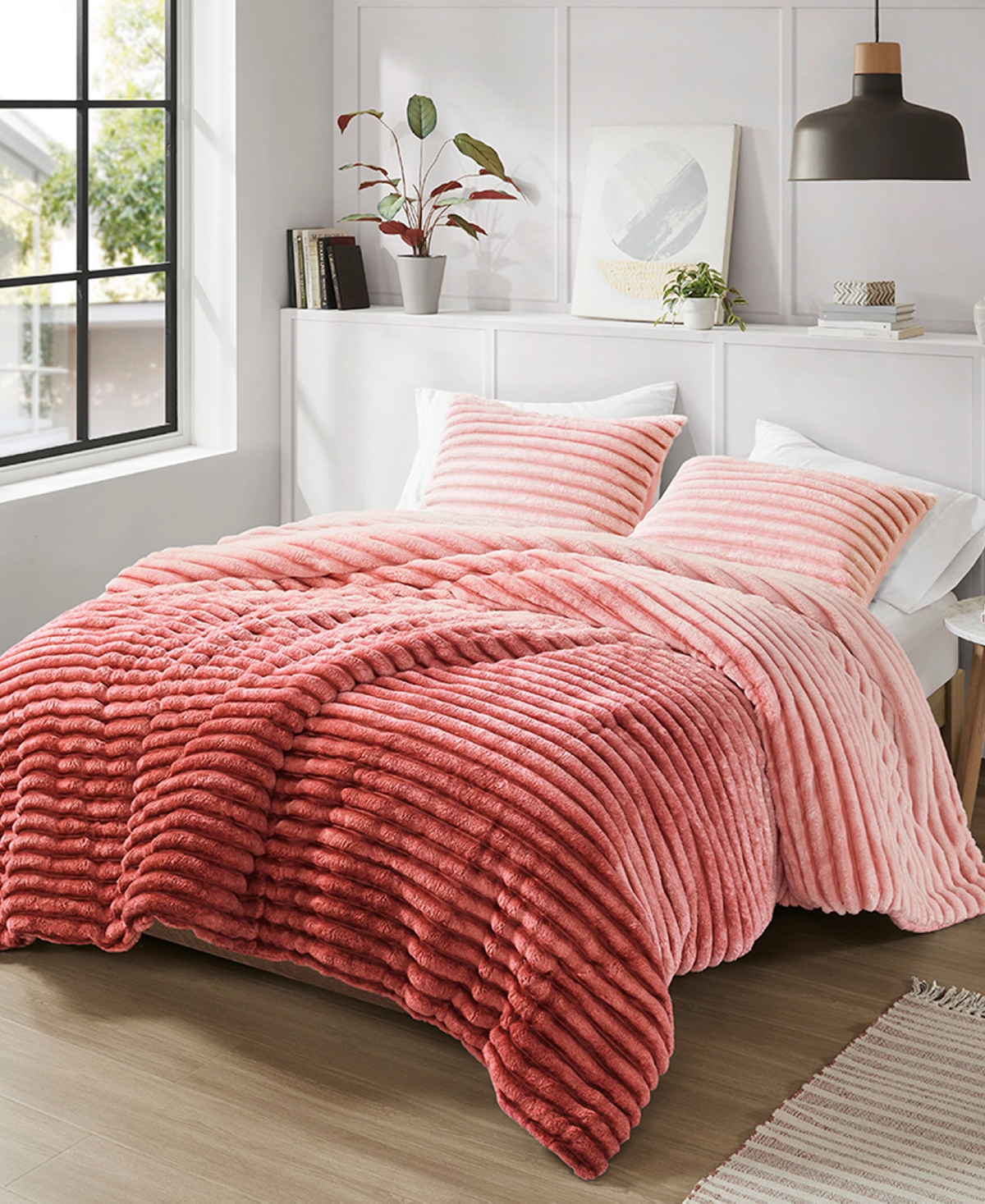 510 Design Avril Fluffy Ribbed Plush Comforter Sets In Blush Ombre