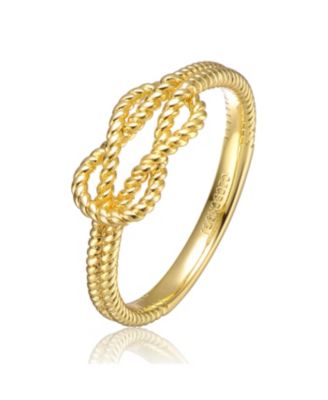 14K Gold Plated/White Gold Plated Twisted Rope Design Cocktail Ring