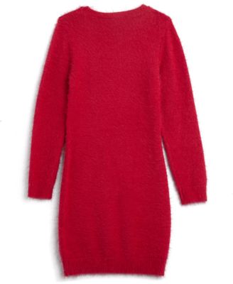 Girls 7-16 Long Sleeve Sweater with Rhinestone-Embellished Logo Dress