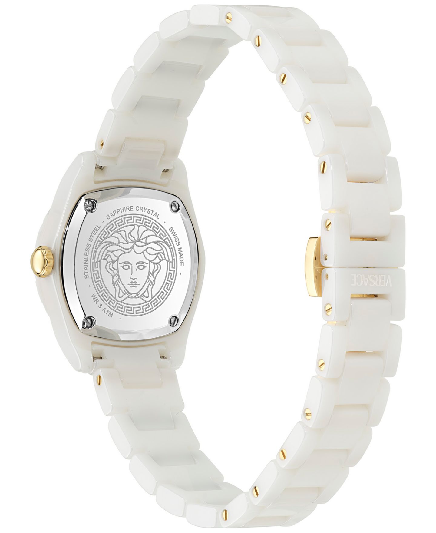 Женские швейцарские часы Versace DV One Mini, белый керамический браслет, 28 мм — фото 3