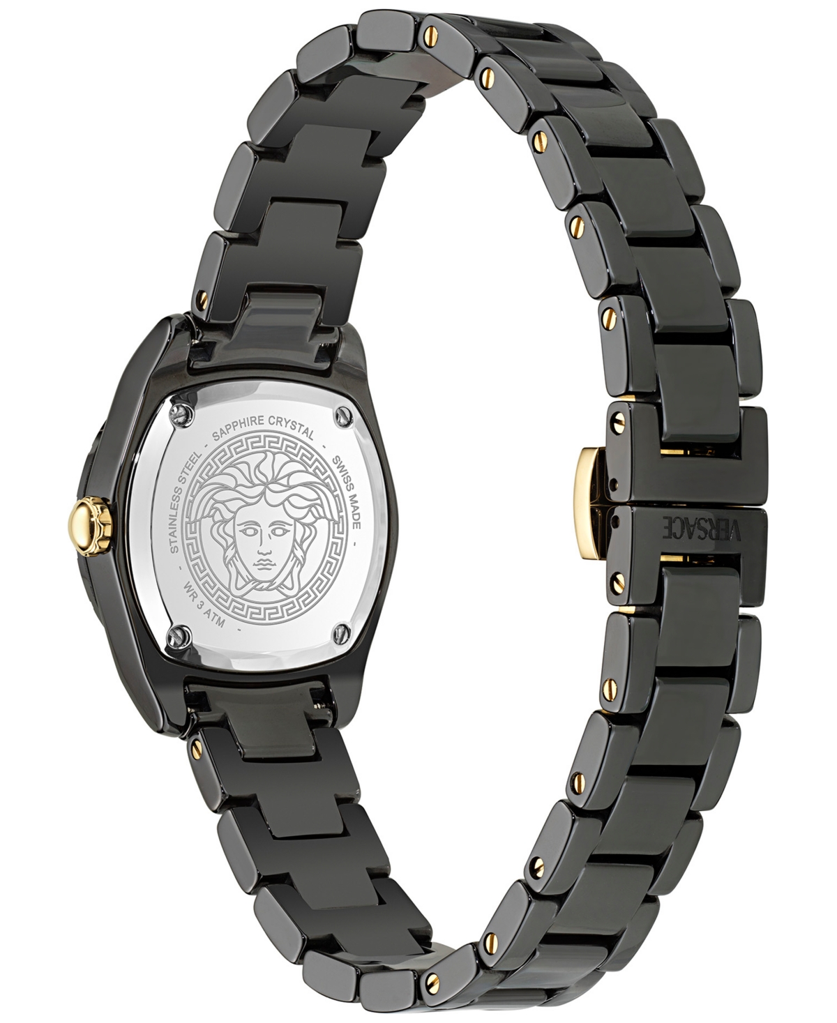 Versace Women's Swiss Dv One Mini Black Ceramic Bracelet Watch 28mm In Black