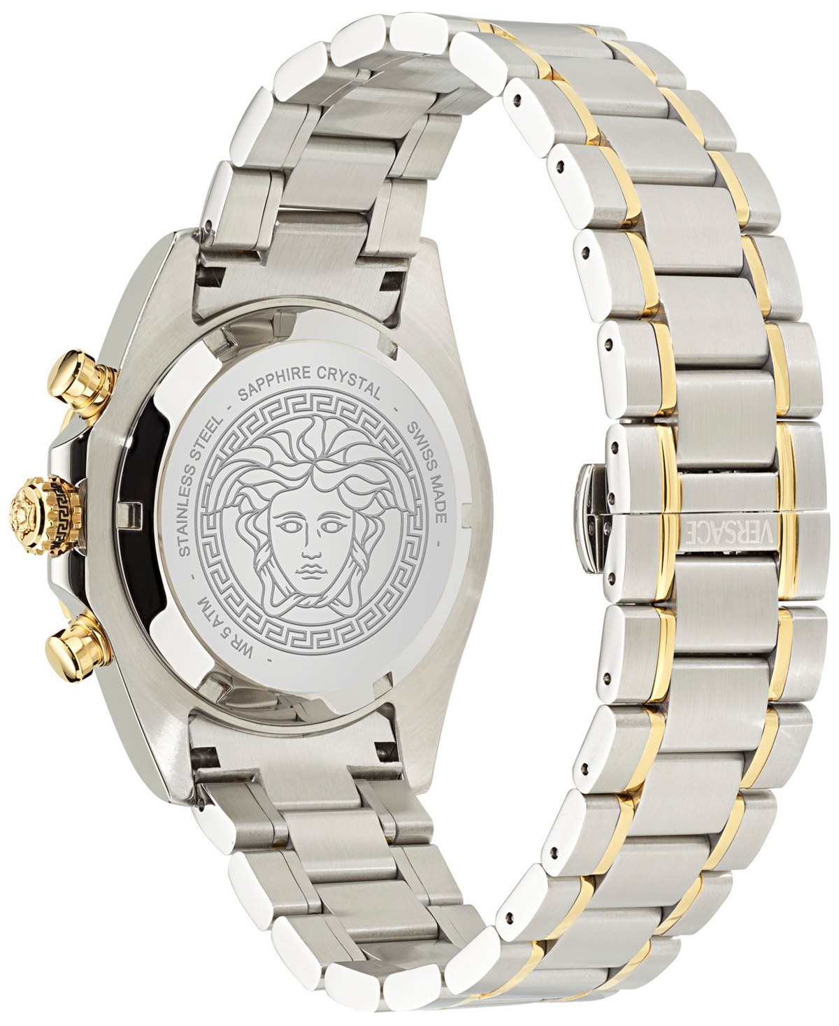 Versace Men's Swiss Chronograph X Two-tone Stainless Steel Bracelet Watch 44mm In Two Tone
