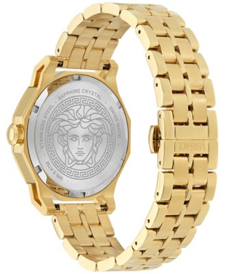 Men's Swiss Gold Ion Plated Stainless Steel Bracelet Watch 43mm