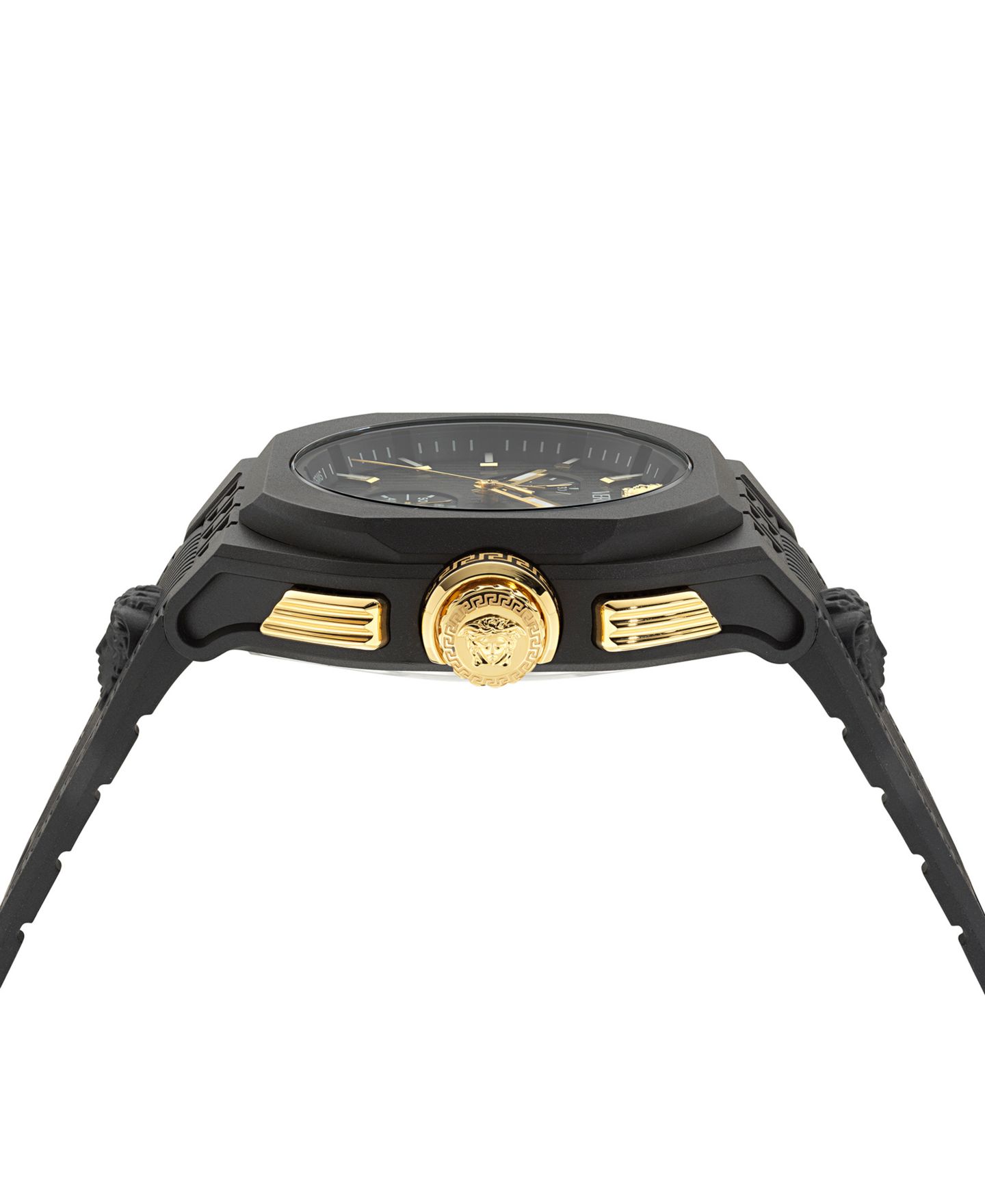 Мужские часы Versace Swiss Chronograph Black Silicone Strap Watch 44mm — фото 2