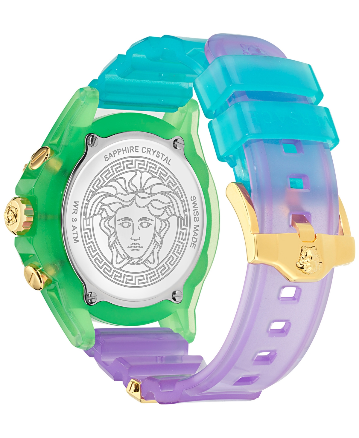 Versace Men's Swiss Chronograph Multicolor Transparent Strap 44mm In Green