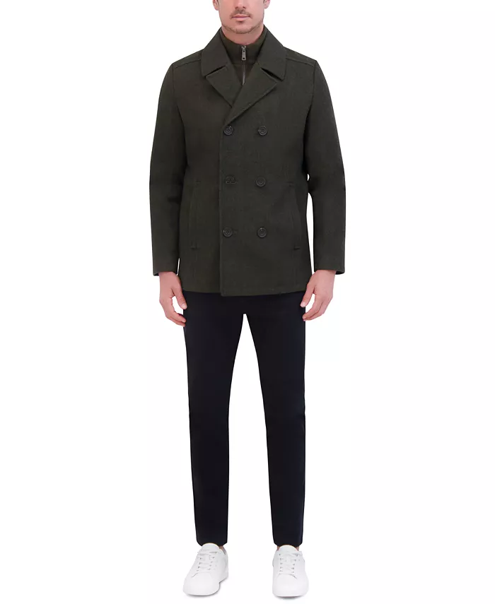 Men's Wool Blend Peacoat with Bib Coat - thumbnail 10