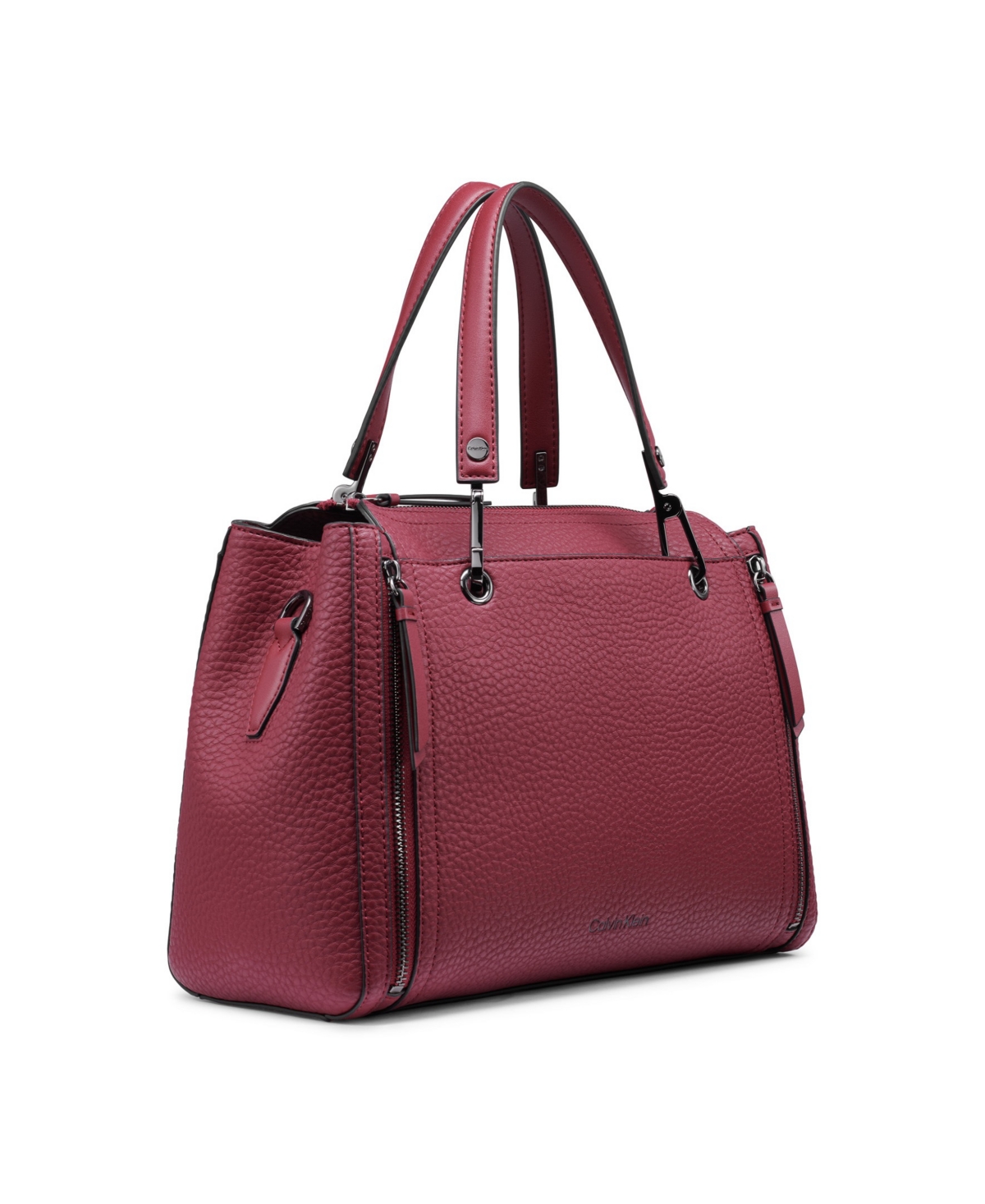 CALVIN KLEIN GARNET TRIPLE COMPARTMENT TOP ZIPPER SATCHEL 