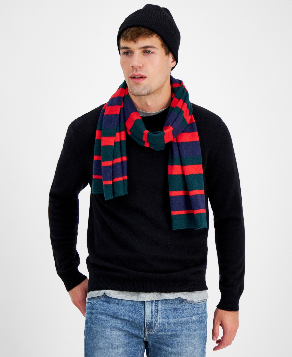 Men's Cashmere Sweater Gift Set, Created for Macy's - Deep Black