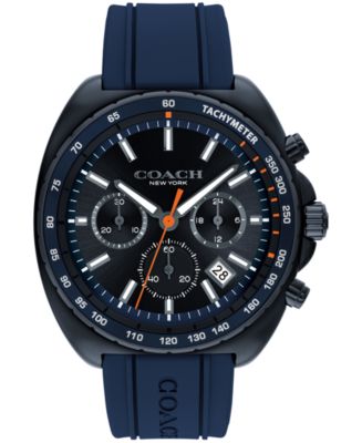 COACH ネイビー スポーツウォッチ Men's Coach Charter Blue Silicone Strap Automatic Watch with Navy
