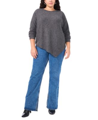 Plus Size Cozy Asymmetric-Hem Sweater
