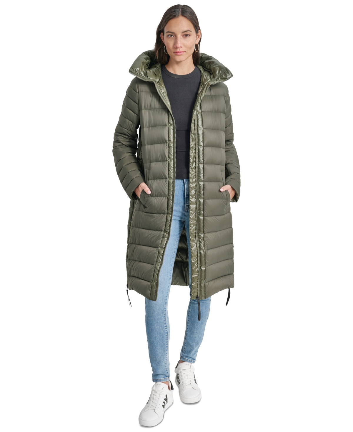 Dkny Jeans Women's Down Quilted Hooded Puffer Coat