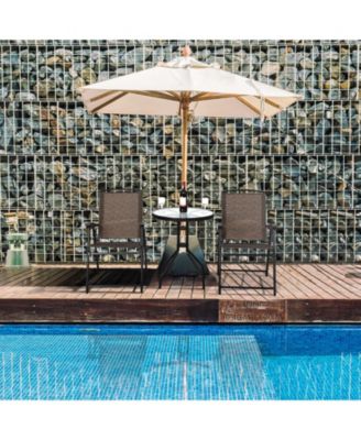 3 Pieces Patio Garden Furniture Set of Round Table and Folding Chairs