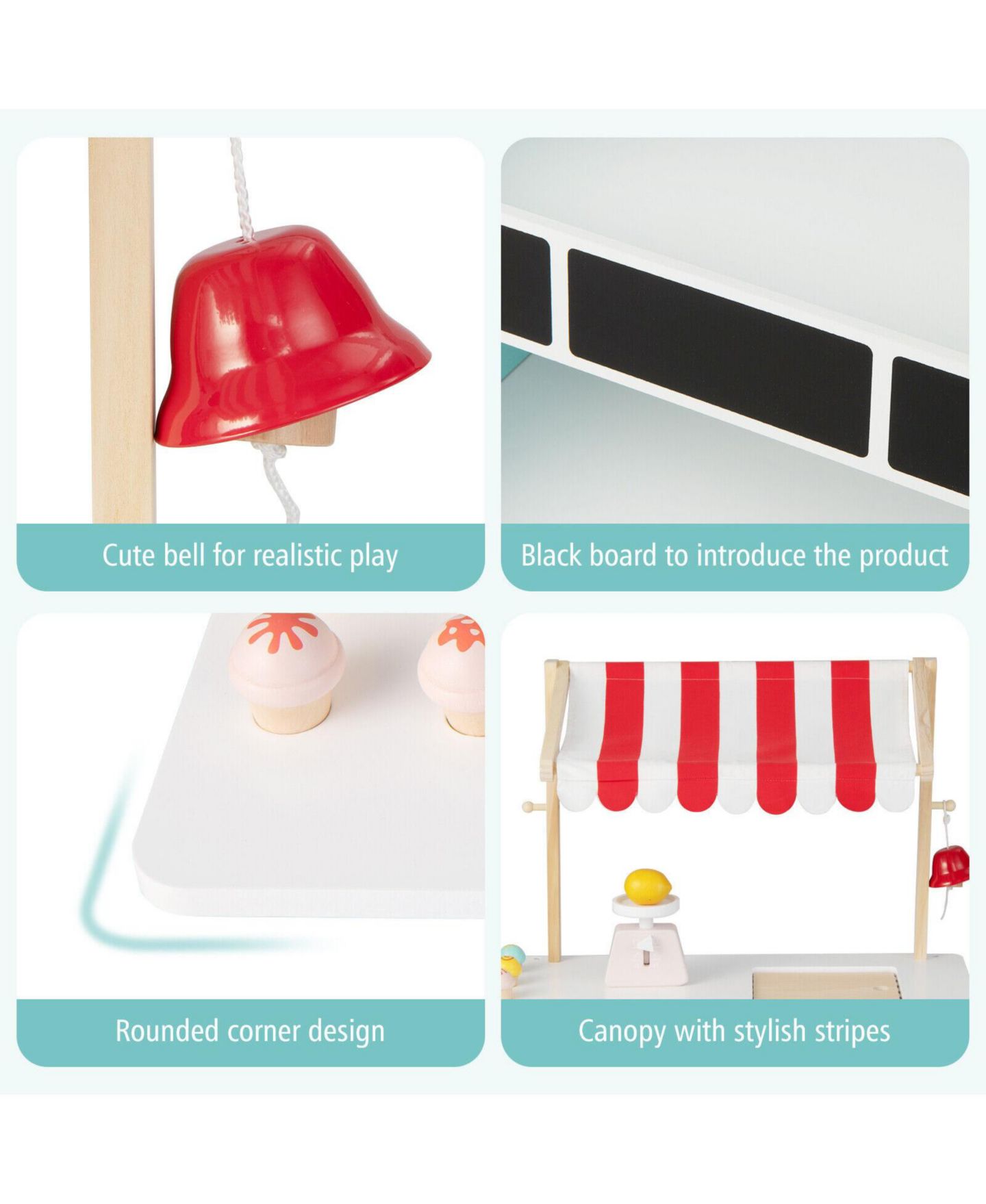 Детская игрушка SUGIFT Wooden Chalkboard Ice Cream Cart, Ages 3+ — фото 3