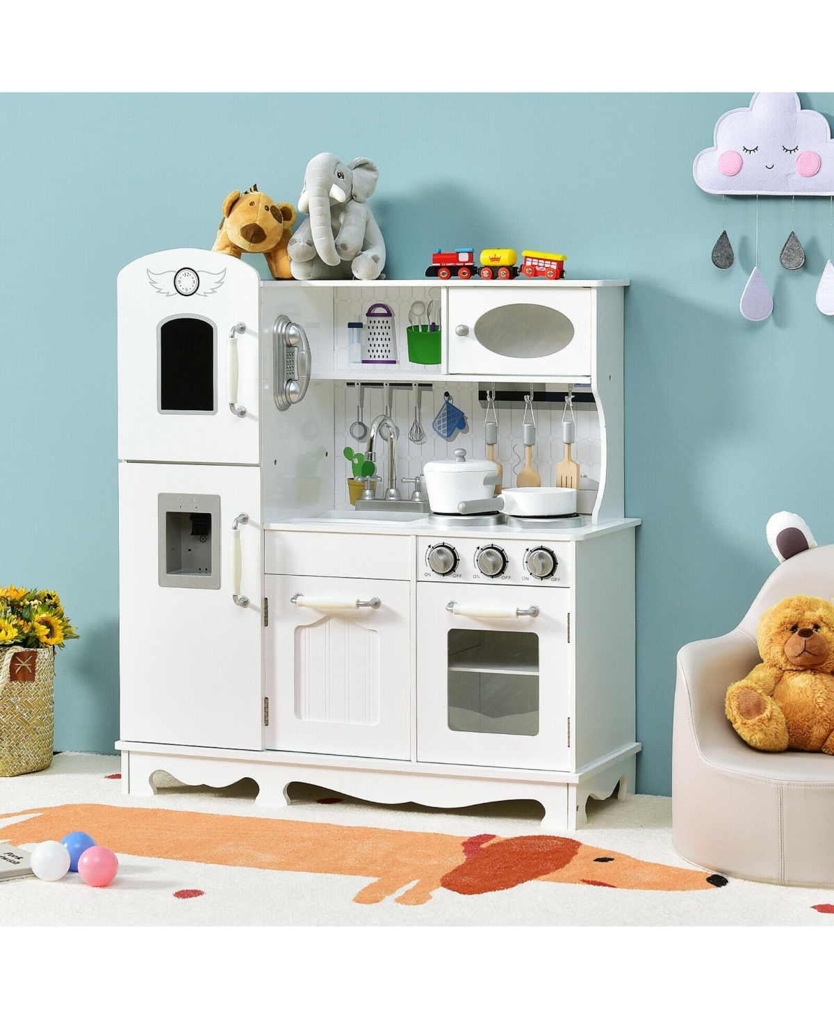 Kitchen Pretend Play Cookware Toys for Kids with Water Dispenser