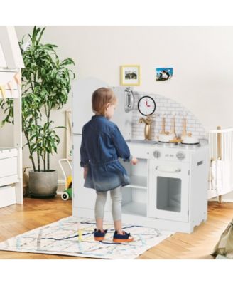 Kids Kitchen Playset Pretend Play Cooking Set with Vivid Faucet and Telephone