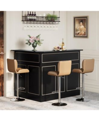 Bar Cabinet, L-Shaped Home Bar Table with Stemware Racks, 4-Tier Corner Bar Unit Liquor Wine Bar Table Reception Desk for Home Pub