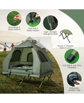 5-in-1 2-Person Foldable Outdoor Camping Tent Cot with Air Mattress and Sleeping Bag