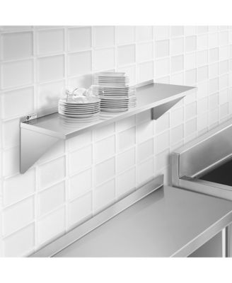 12" x 60" Stainless Steel Shelf, NSF Commercial Wall Mount Shelving w/ Backsplash, Floating Metal Mounted Shelves for Restaurant, Kitchen, Home