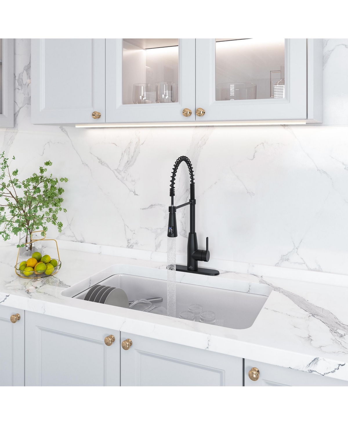 Casainc Pull Down Sprayer Kitchen Faucet with Touchless Sensor and Digital Temperature Display