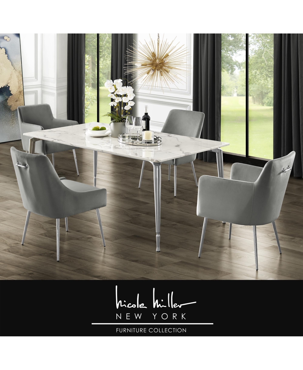 Nicole Miller Ira Dining Table -silver