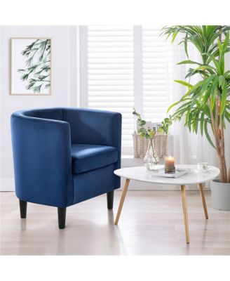 Yaheetch Single Piece Velvet Fabric Barrel-shaped Upholstered Accent Arm Chair