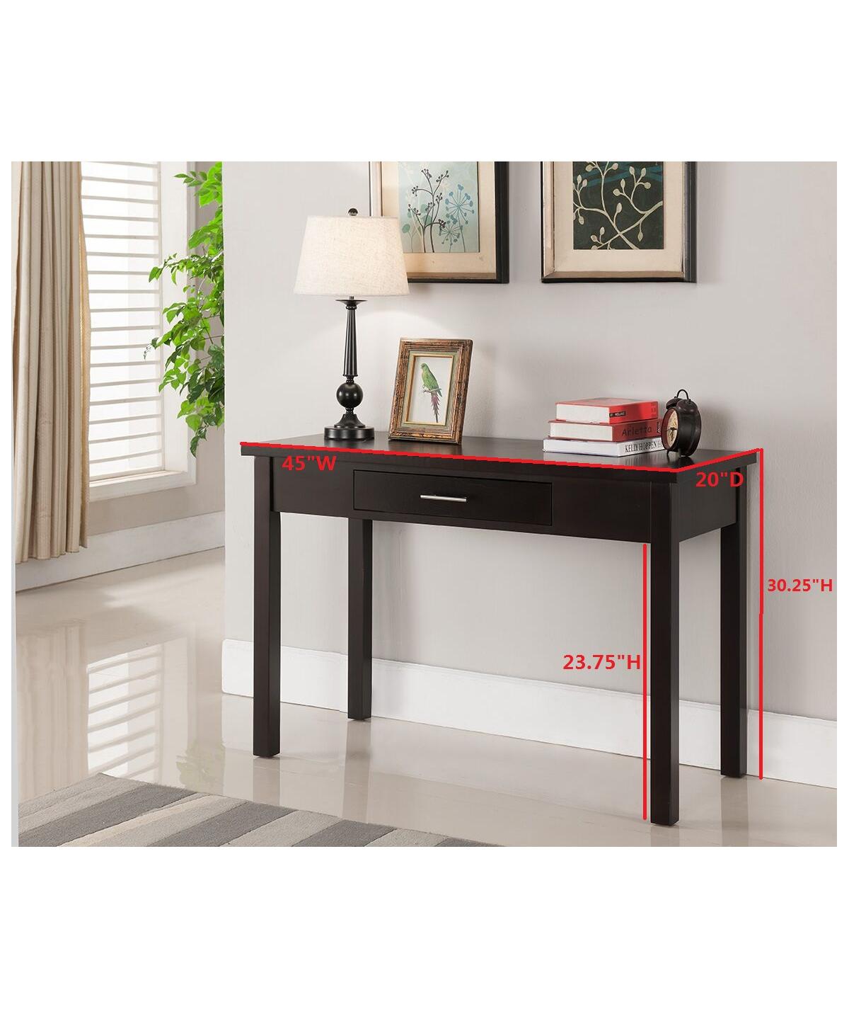Kings Brand Furniture Wood Home & Office Parsons Desk with Drawer,- Espresso