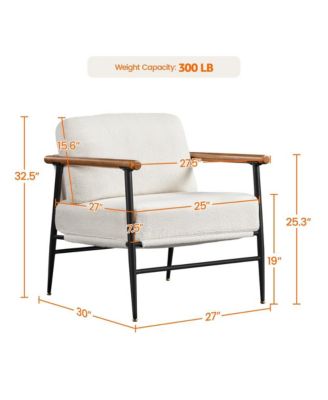   Standard Size   Boucle Upholstery  Mid-Century Style, Curved Backrest, Wooden Legs  Accent Chair