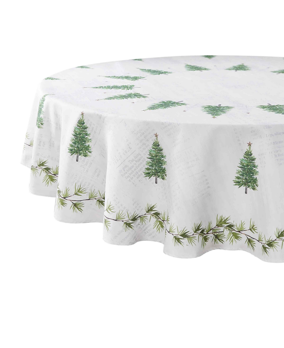 Avanti Trees Polyester Tablecloth, 70" Round In Green