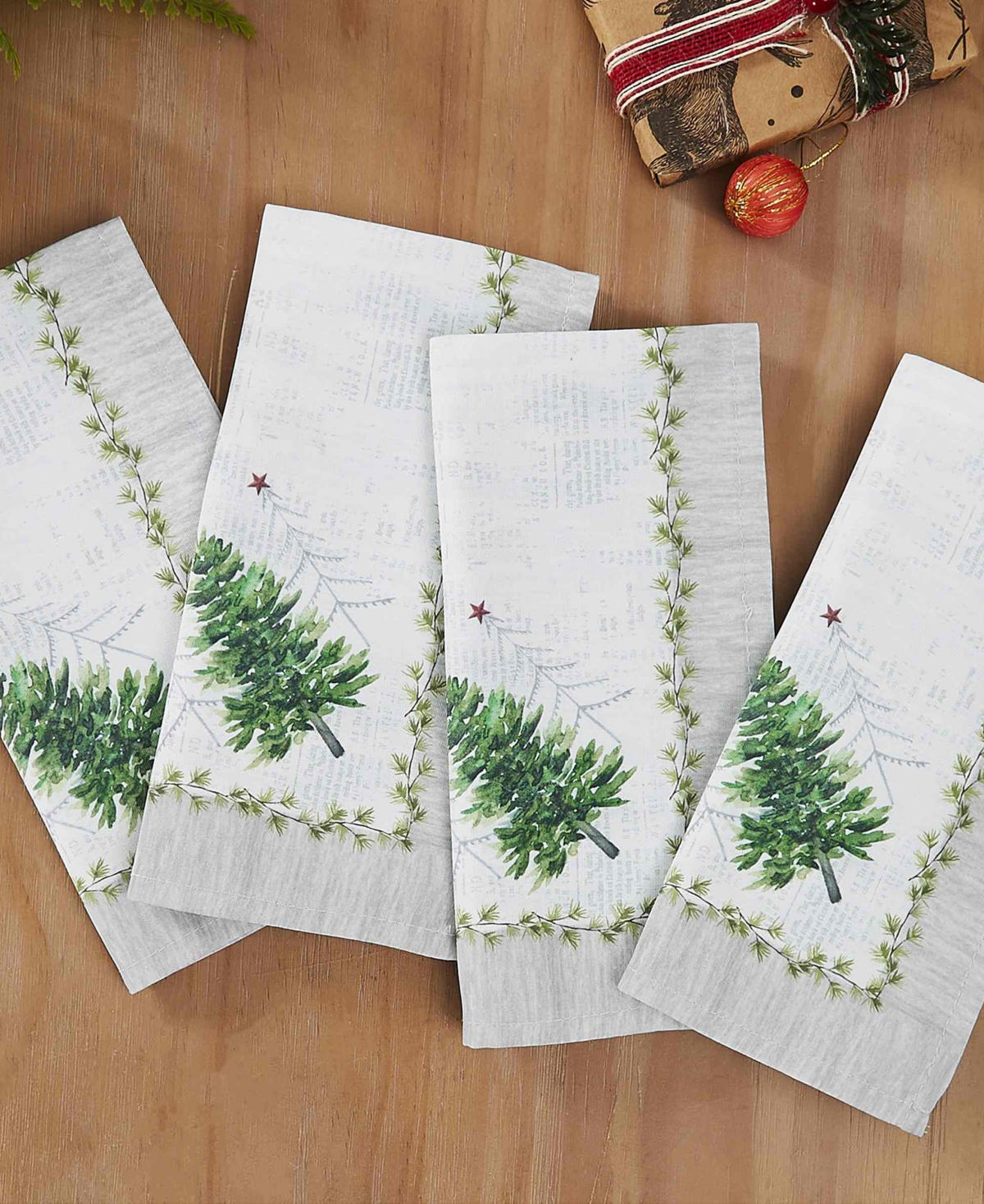 Avanti Trees Polyester 18" X 18'', Set Of 4 In Green