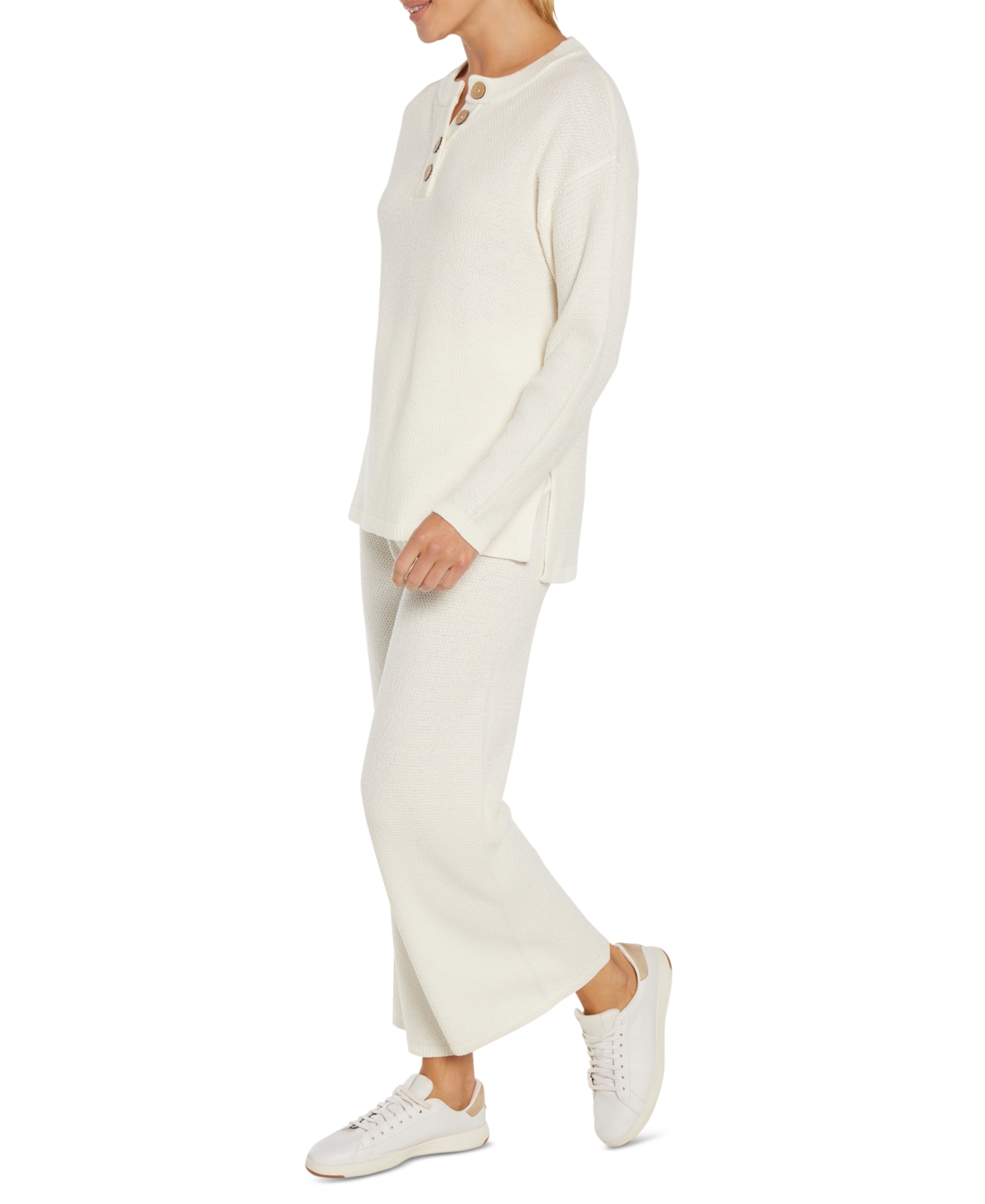 Three Dots Women's Parma Henley Long-Sleeve Top