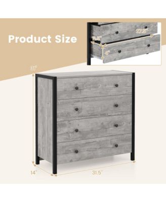 4-Drawer Dresser Modern Chest of Drawers Wooden Storage Dresser