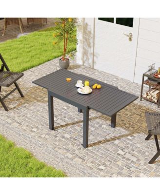 31.5"-63" Aluminum Expandable Patio  for 4-6 Person with Slatted Tabletop Dining Table