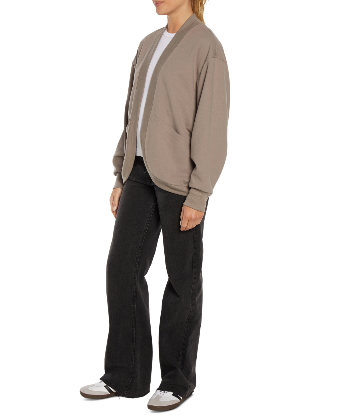 Three Dots Women's Sean Cocoon Open-front Cardigan In Cinder