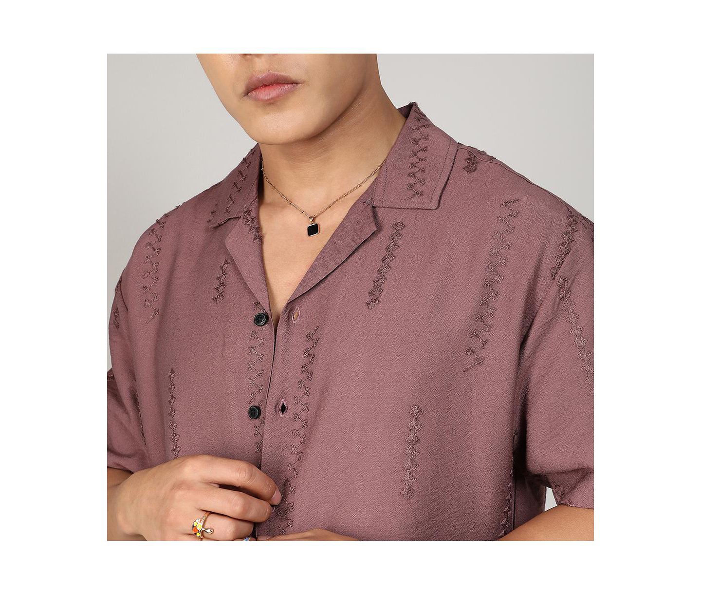 Мужская рубашка Cahoot Campus Sutra Mocha Brown Embroidered Twist, цвет: Коричневый — фото 3