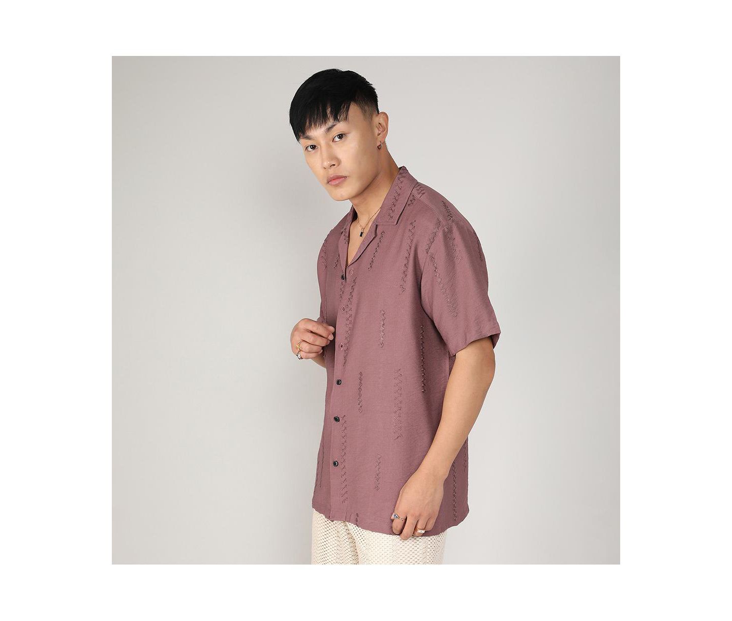 Мужская рубашка Cahoot Campus Sutra Mocha Brown Embroidered Twist, цвет: Коричневый — фото 7