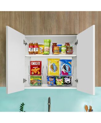 Stackable Storage Bins Open Front - Clear Stackable Storage Bins - Pantry Bins for Storage and Organization - Acrylic Stackable Bins for Kitchen - Clear Pantry Organizer Bins (Large 2 Pack)