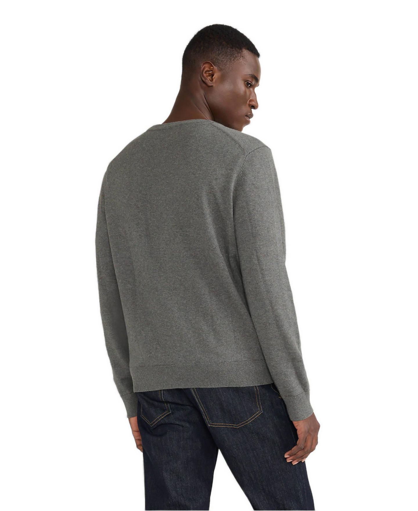Мужской кардиган Lands' End Fine Gauge Cotton, цвет: Угольный меланжевый — фото 2