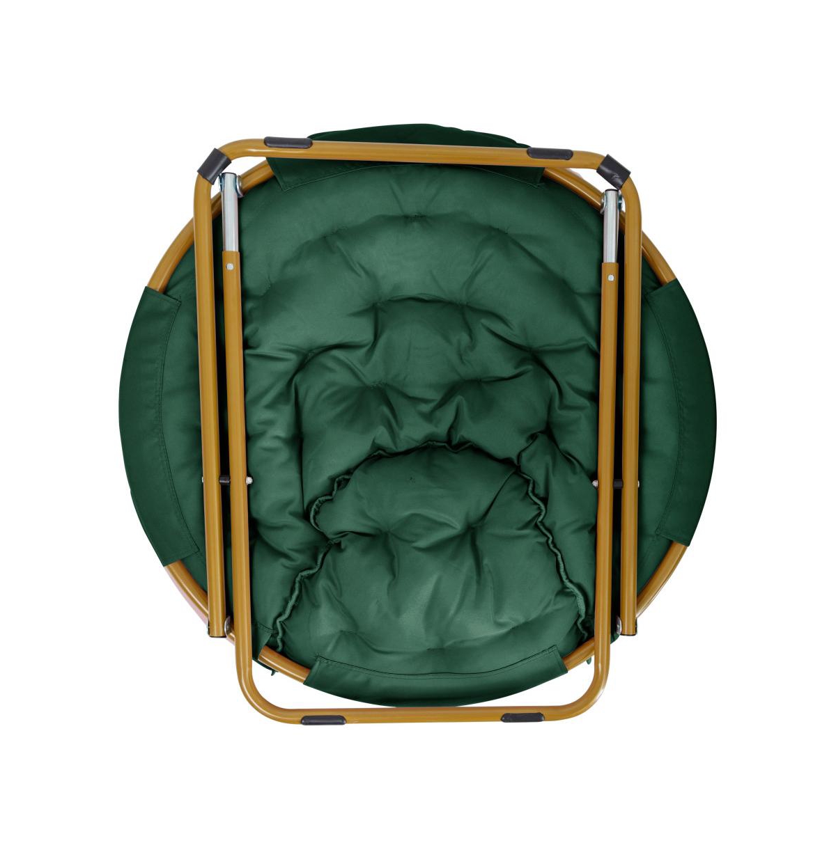 Emma+Oliver Ersa Oversize Saucer Chair With Cozy Faux Fur Cushion And Metal Frame For Dorms, Bedrooms, Apartments And More - s