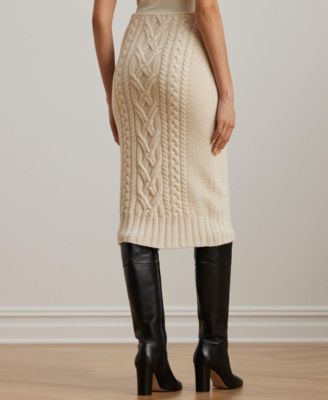 Lauren Ralph Lauren Women's Aran-Knit Wool-Blend Pencil Midi Skirt