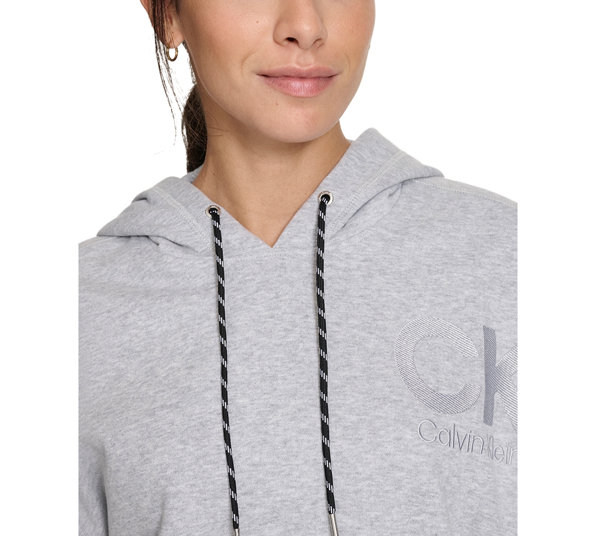 CALVIN KLEIN WOMEN'S ECO FLEECE LOGO PULLOVER HOODIE 