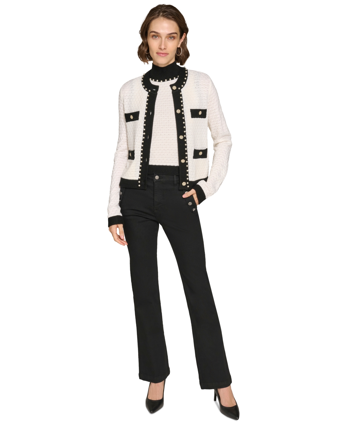 Karl Lagerfeld Paris Women's Four-Pocket Cardigan