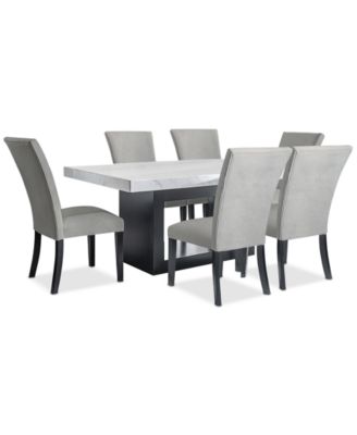Kellet 7 Pc. Rectangular Marble Dining Set (Table & 6 Side Chairs)